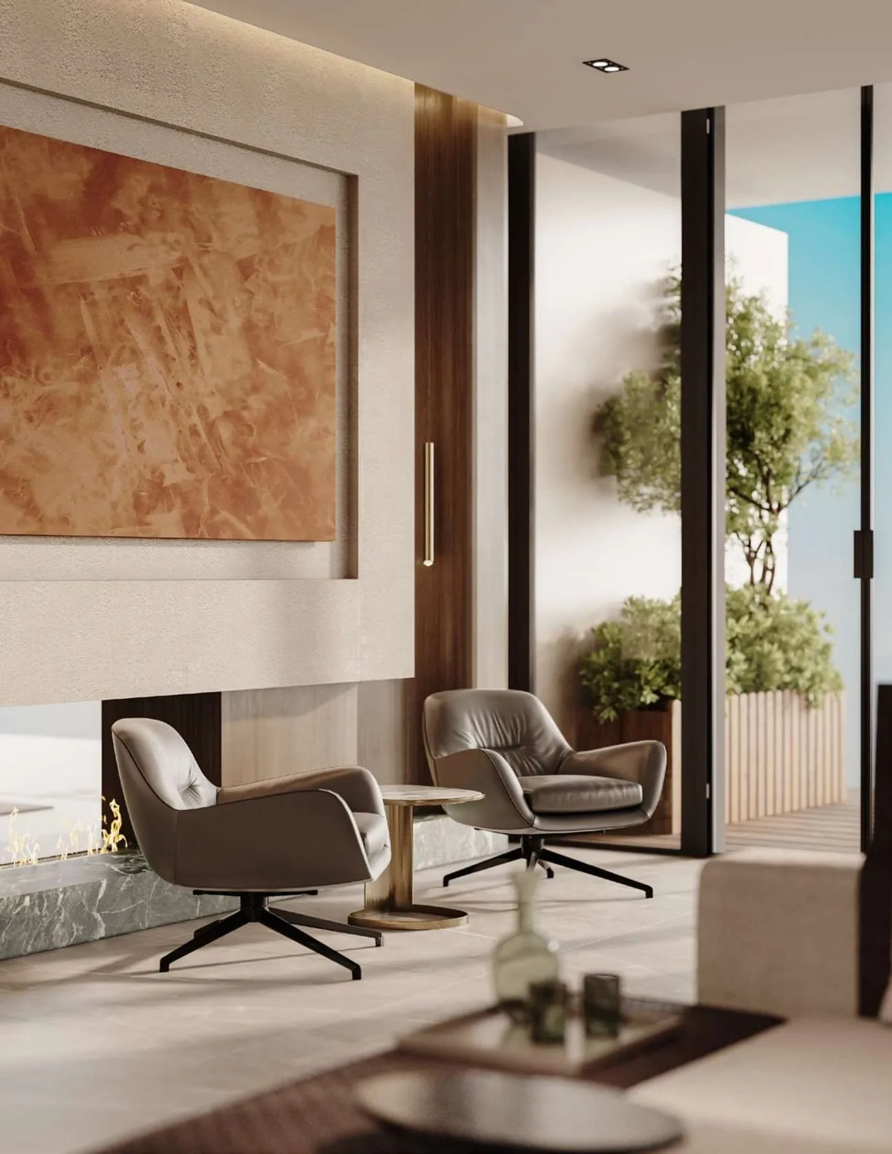 Interior render at Velor Penthouses.