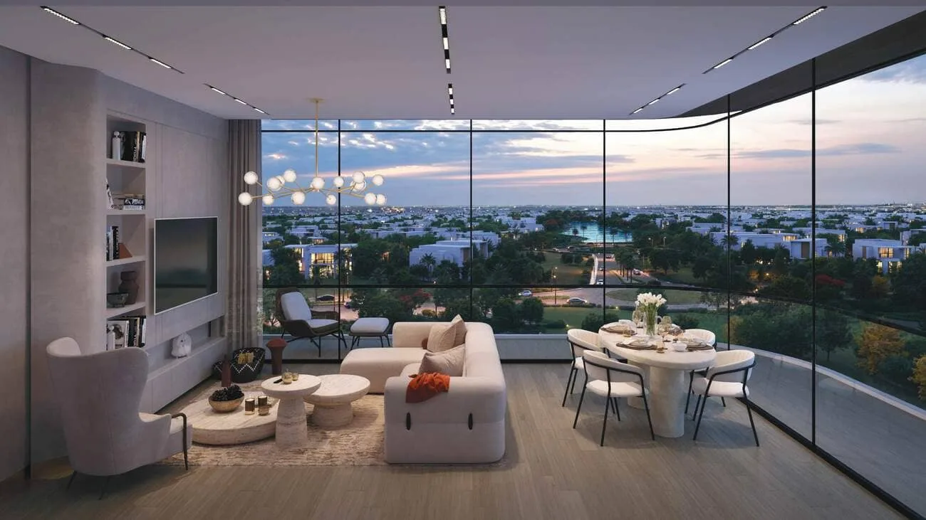 Interior render at Gate Eleven by Amwaj Development.