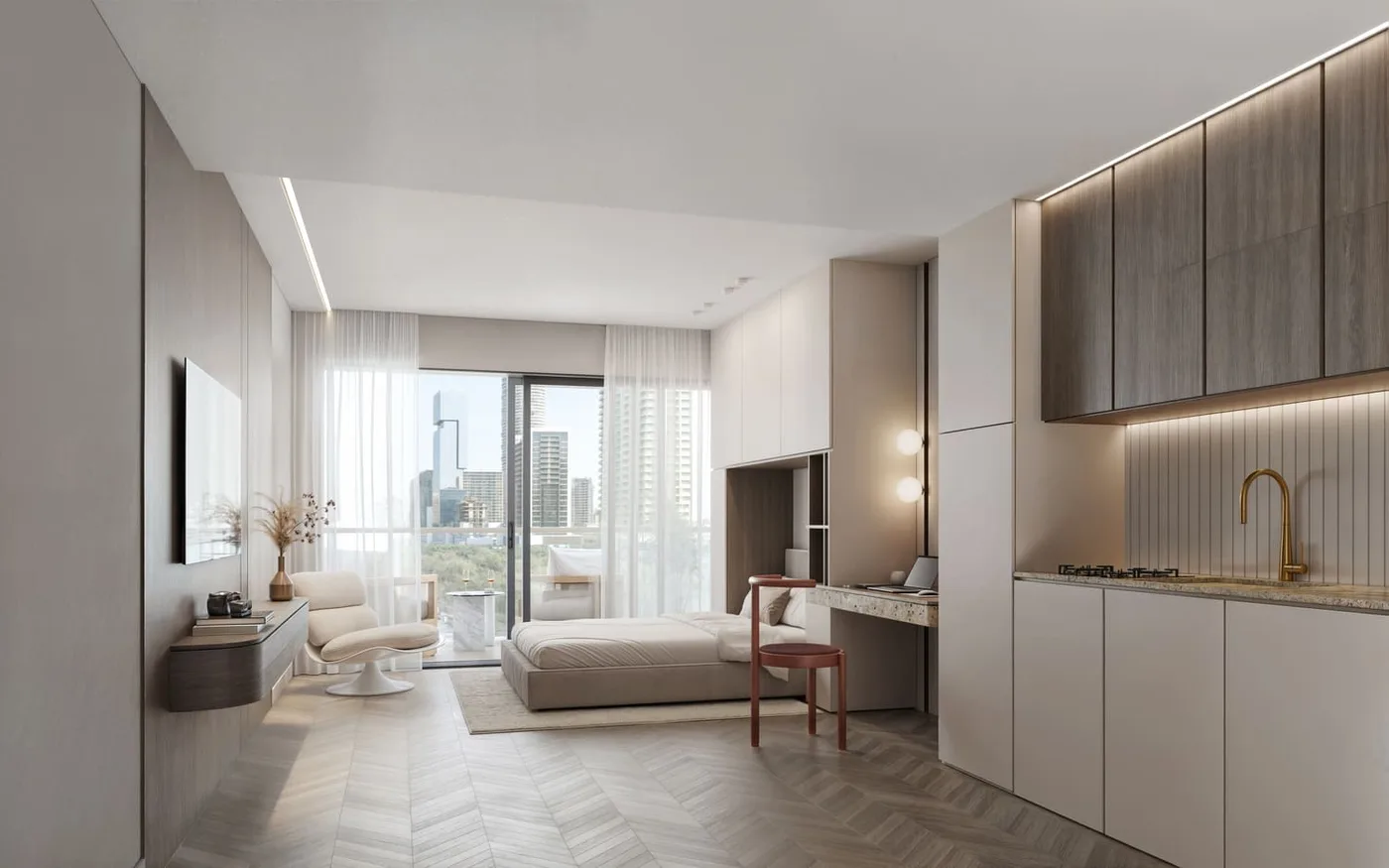Interior render at Lume Residences.