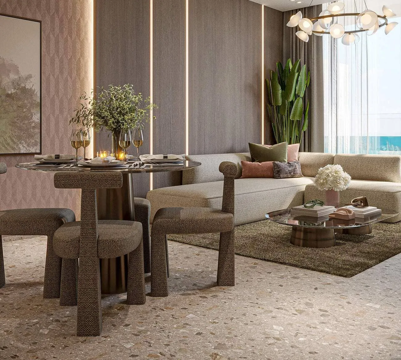 Interior render at Lucky Oasis Residence.