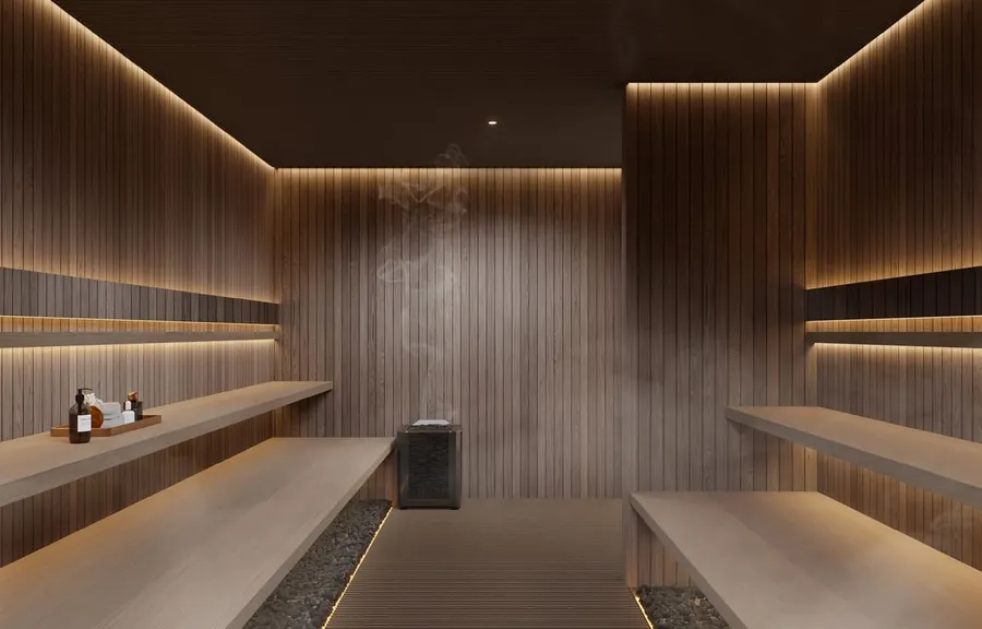 Sauna at One Beverly.