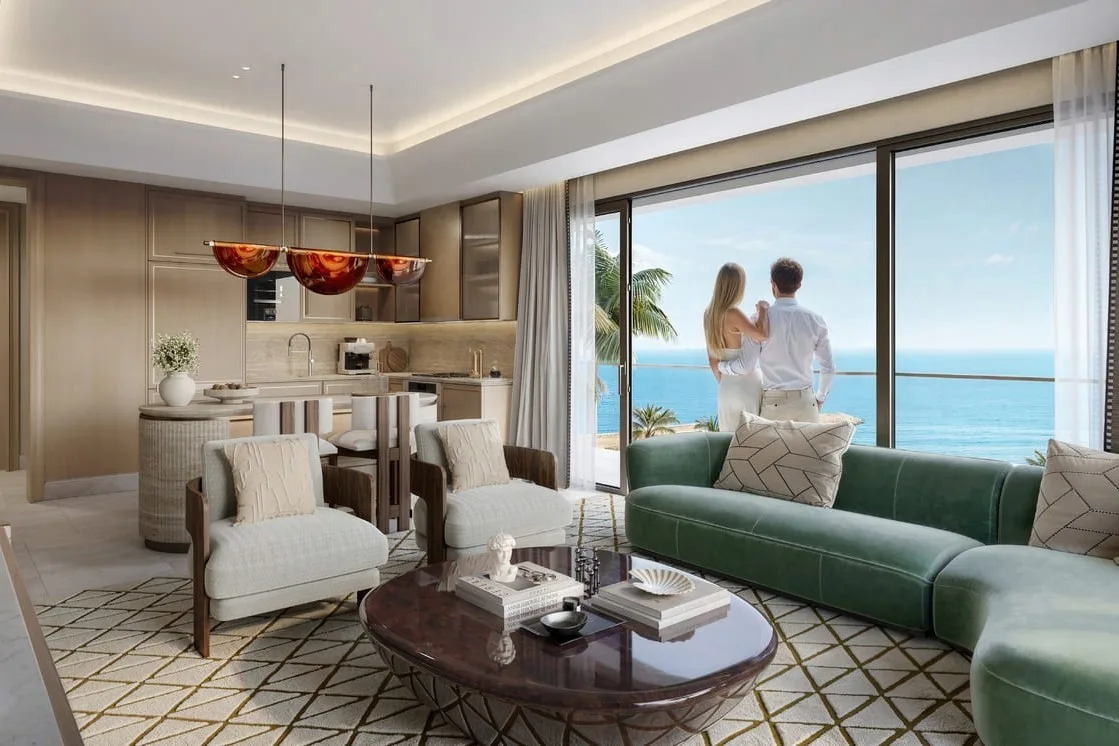 Interior render at Fairmont Residences Al Marjan Island.