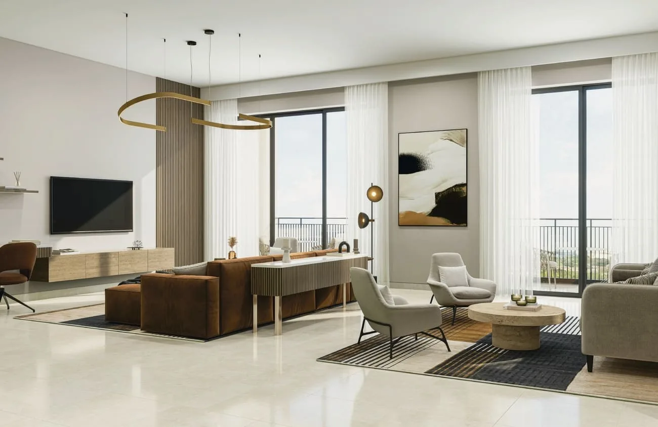 Interior render at Marriott Residences Sheikh Zayed Road.
