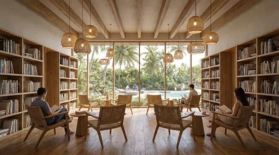 Library at Lunaya Terraces.