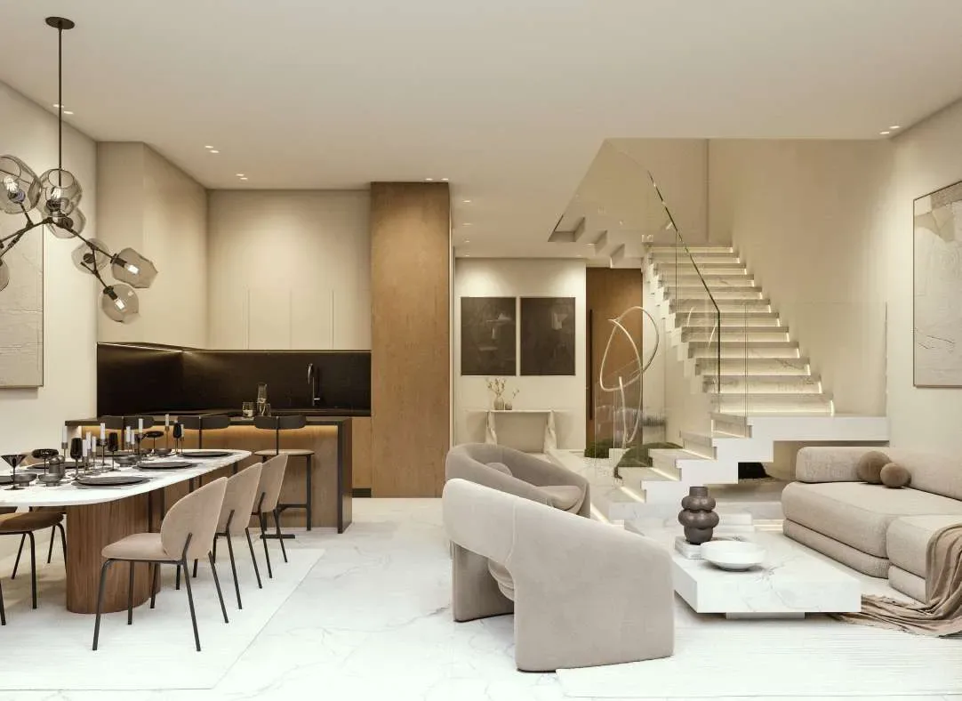 Interior render at Lunaya.