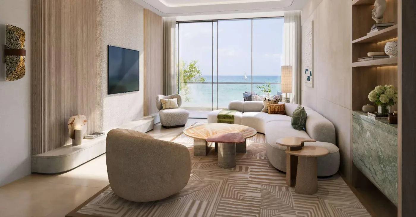 Interior render at Nasim Al Bahr Residences.