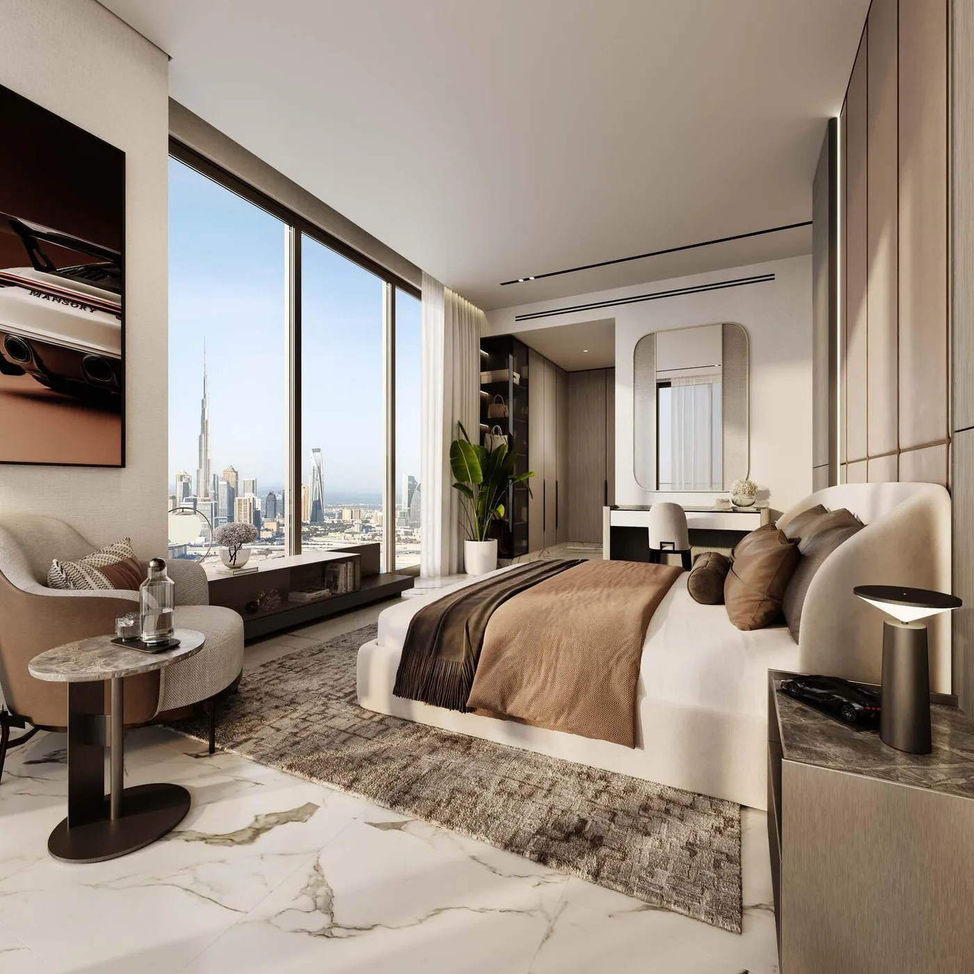 Interior render at Mansory Residences by Amaal.