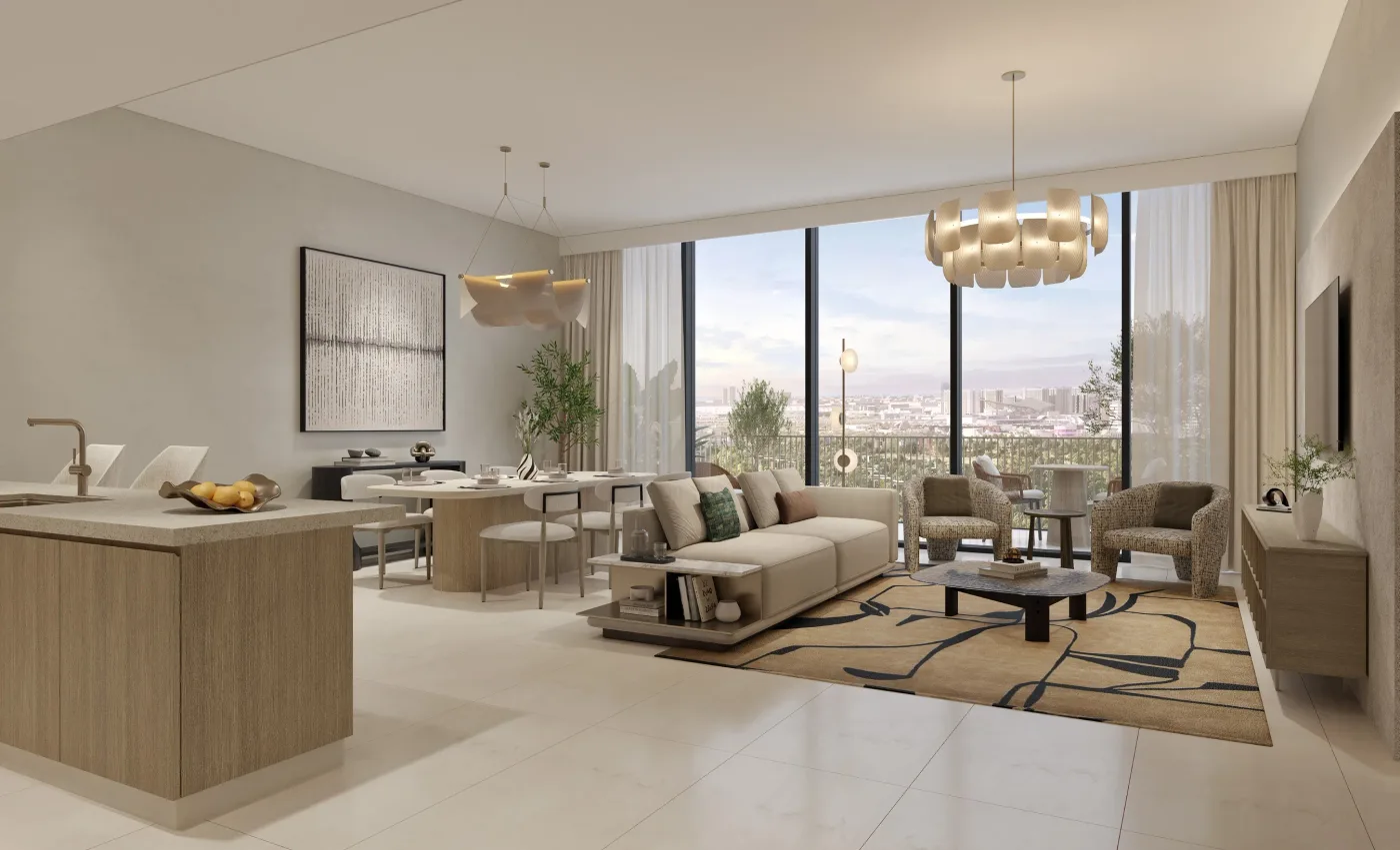 Interior render at Expo Valley Views - Ghadeer.