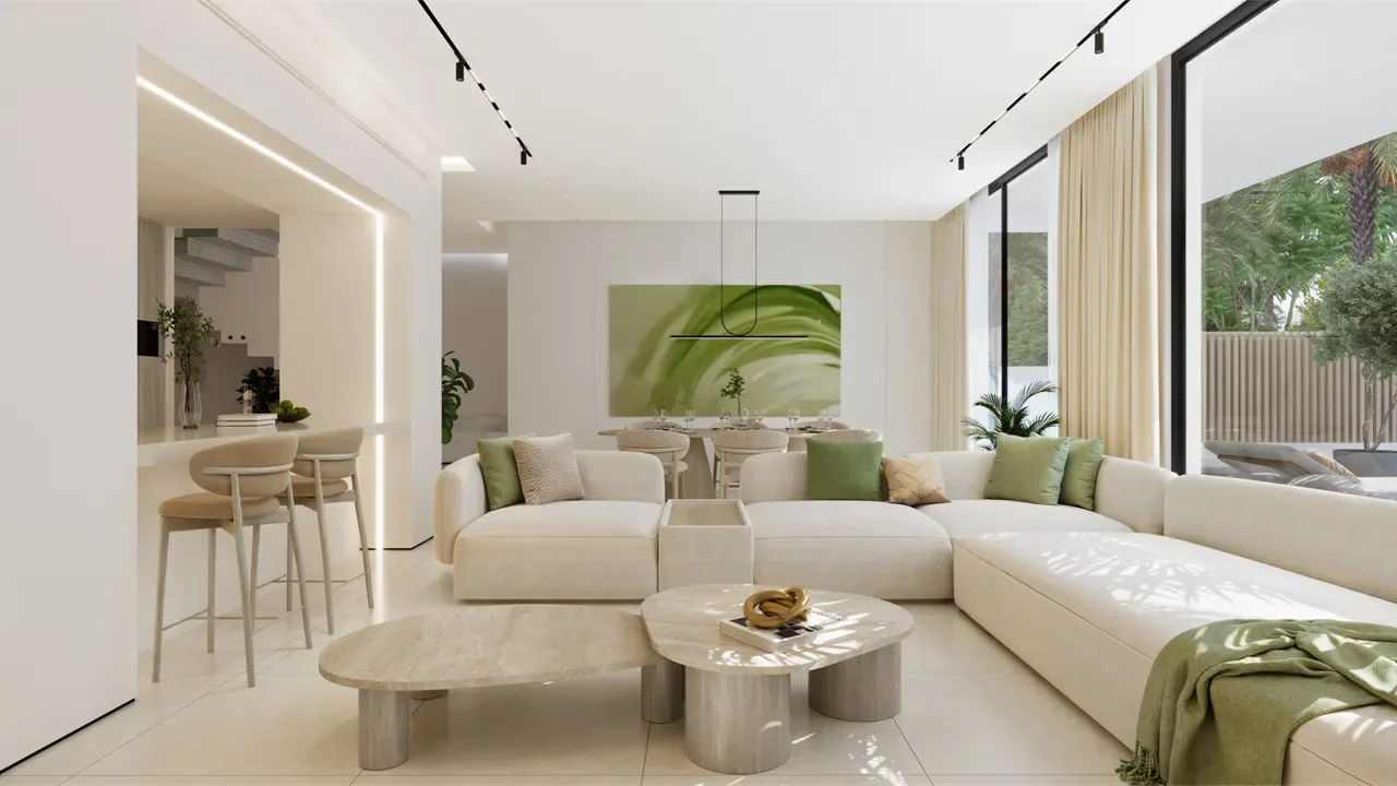 Interior render at Aila Homes.
